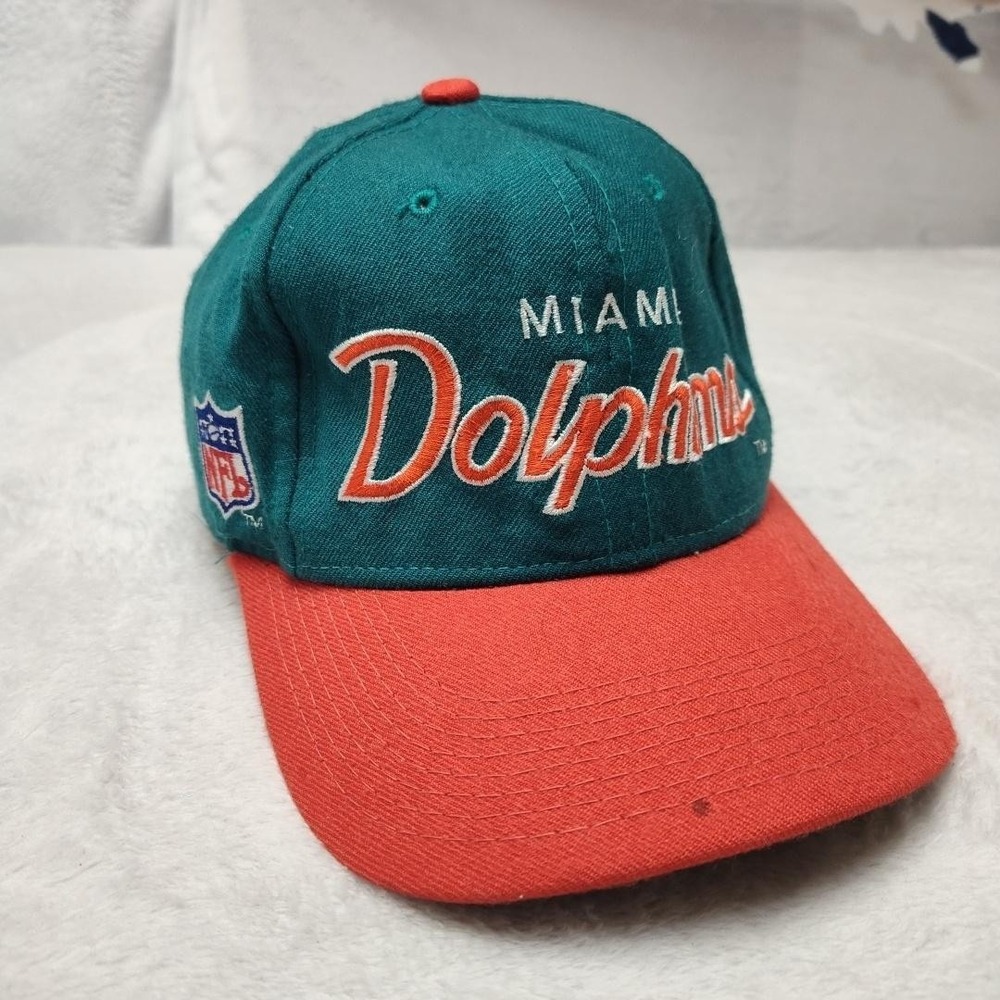 Miami Dolphins Hat Cap Mens One Size Green Orange NFL Football Starter Script